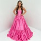 Ball Gown Strapless Satin Corset Prom Dresses With Bow