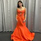 Mermaid Strapless Satin Cut Out Prom Dresses With Bow