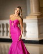 Mermaid Strapless Satin Cut Out Prom Dresses With Bow