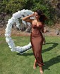 Corset Chocolate Satin Sheath/Column Cowl Neck Party Dresses