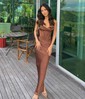 Corset Chocolate Satin Sheath/Column Cowl Neck Party Dresses