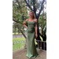 Sheath/Column Off-the-shoulder Satin Prom Dresses With Ruched