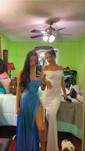 A-line Cowl Neck Satin Floor-length Split Front Formal Dresses