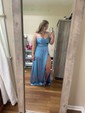 A-line Cowl Neck Satin Floor-length Split Front Formal Dresses