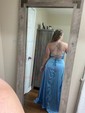 A-line Cowl Neck Satin Floor-length Split Front Formal Dresses