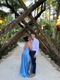 A-line Cowl Neck Satin Floor-length Split Front Formal Dresses