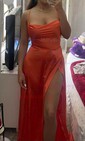 A-line Cowl Neck Satin Floor-length Split Front Formal Dresses