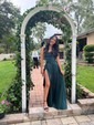 A-line Cowl Neck Satin Floor-length Split Front Formal Dresses