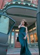 A-line Cowl Neck Satin Floor-length Split Front Formal Dresses