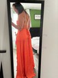 A-line Cowl Neck Satin Floor-length Split Front Formal Dresses