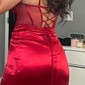 Sheath/Column Cowl Neck Satin Corset Prom Dresses With Beading