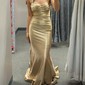 Sheath/Column Strapless Satin Prom Dresses With Ruched