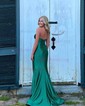 Sheath/Column Strapless Satin Prom Dresses With Ruched