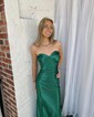 Sheath/Column Strapless Satin Prom Dresses With Ruched