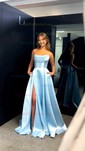 Ball Gown Strapless Satin Corset Prom Dresses With Ruched