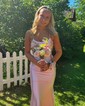 Mermaid Scoop Neck Satin Prom Dresses With Ruched