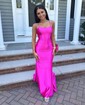 Mermaid Scoop Neck Satin Prom Dresses With Ruched