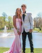 Mermaid Scoop Neck Satin Prom Dresses With Ruched