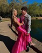Mermaid Scoop Neck Satin Prom Dresses With Ruched