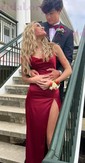 Sheath/Column Cowl Neck Tea-length Satin Prom Dresses