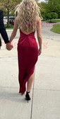 Sheath/Column Cowl Neck Tea-length Satin Prom Dresses