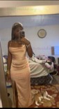 Sheath/Column Cowl Neck Tea-length Satin Prom Dresses