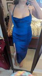 Sheath/Column Cowl Neck Tea-length Satin Prom Dresses