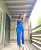 Sheath/Column Cowl Neck Tea-length Satin Prom Dresses