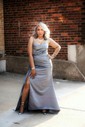 Sheath/Column V-neck Satin Prom Dresses With Ruched
