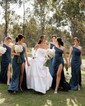 Sheath/Column One Shoulder Satin Prom Dresses With Ruched