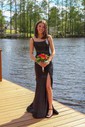 Mermaid Scoop Neck Jersey Corset Prom Dresses With Ruched