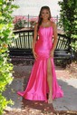 Mermaid Scoop Neck Jersey Corset Prom Dresses With Ruched