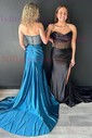 Mermaid Strapless Satin Corset Prom Dresses With Ruched
