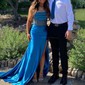 Mermaid Strapless Satin Corset Prom Dresses With Ruched