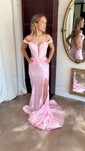 Mermaid Off-the-shoulder Satin Corset Prom Dresses With Ruched