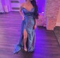 Sheath/Column Strapless Satin Prom Dresses With Ruched