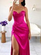 Sheath/Column Sweetheart Satin Corset Prom Dresses With Ruched