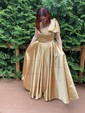 Ball Gown One Shoulder Satin Prom Dresses With Ruched
