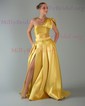 Ball Gown One Shoulder Satin Prom Dresses With Ruched