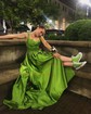 Ball Gown Sweetheart Satin Prom Dresses With Ruched