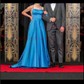 Ball Gown Square Neck Satin Backless Prom Dresses With Ruched