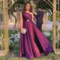 Ball Gown One Shoulder Satin Prom Dresses With Ruched