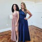 Ball Gown One Shoulder Satin Prom Dresses With Ruched