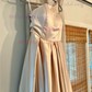 Ball Gown One Shoulder Satin Prom Dresses With Ruched