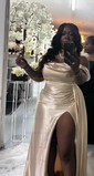 Sheath/Column Off-the-shoulder Satin Prom Dresses With Ruched