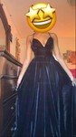 Black Ball Gown V-neck Velvet Prom Dresses With Ruched