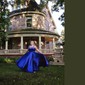 Ball Gown Scoop Neck Satin Prom Dresses With Ruched