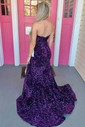 Sheath/Column Strapless Sparkly Velvet Sequin Prom Dresses