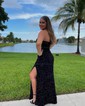 Sheath/Column Strapless Sparkly Velvet Sequin Prom Dresses