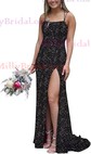 Sheath/Column Scoop Neck Sparkly Sequin Backless Prom Dresses